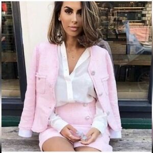 Zara pink tweed blazer